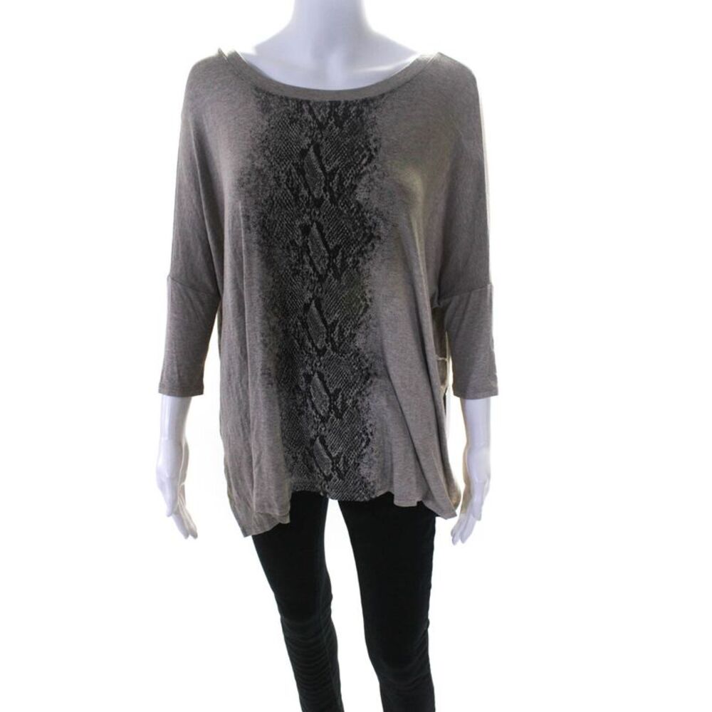 Red 23 Womens Snakeskin Print Tunic Blouse Beige Size Small